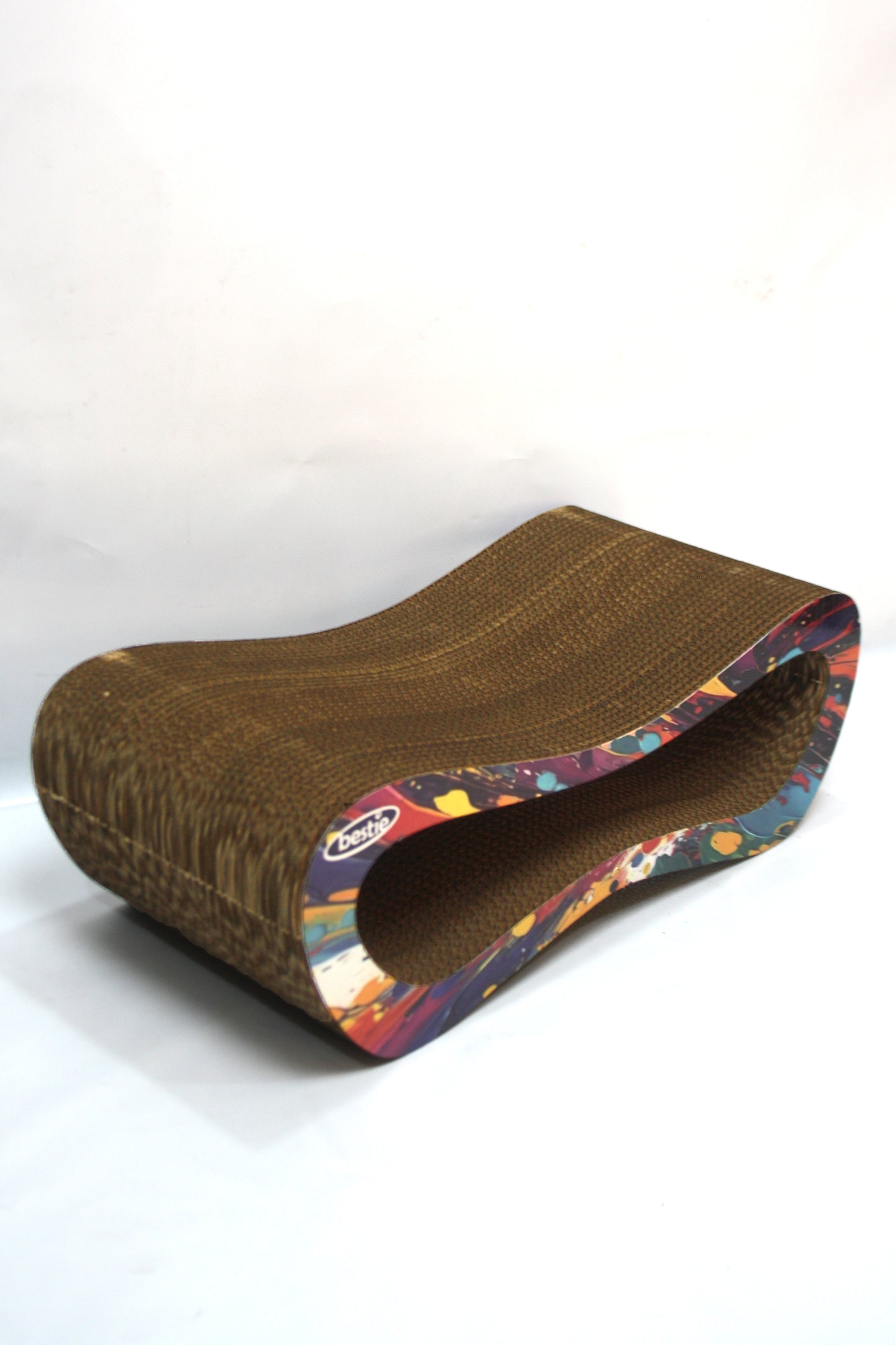 Dekoratif Karton Kedi Tırmalama Kanepesi Medium (51x24x17 cm) Çok Renkli Desen