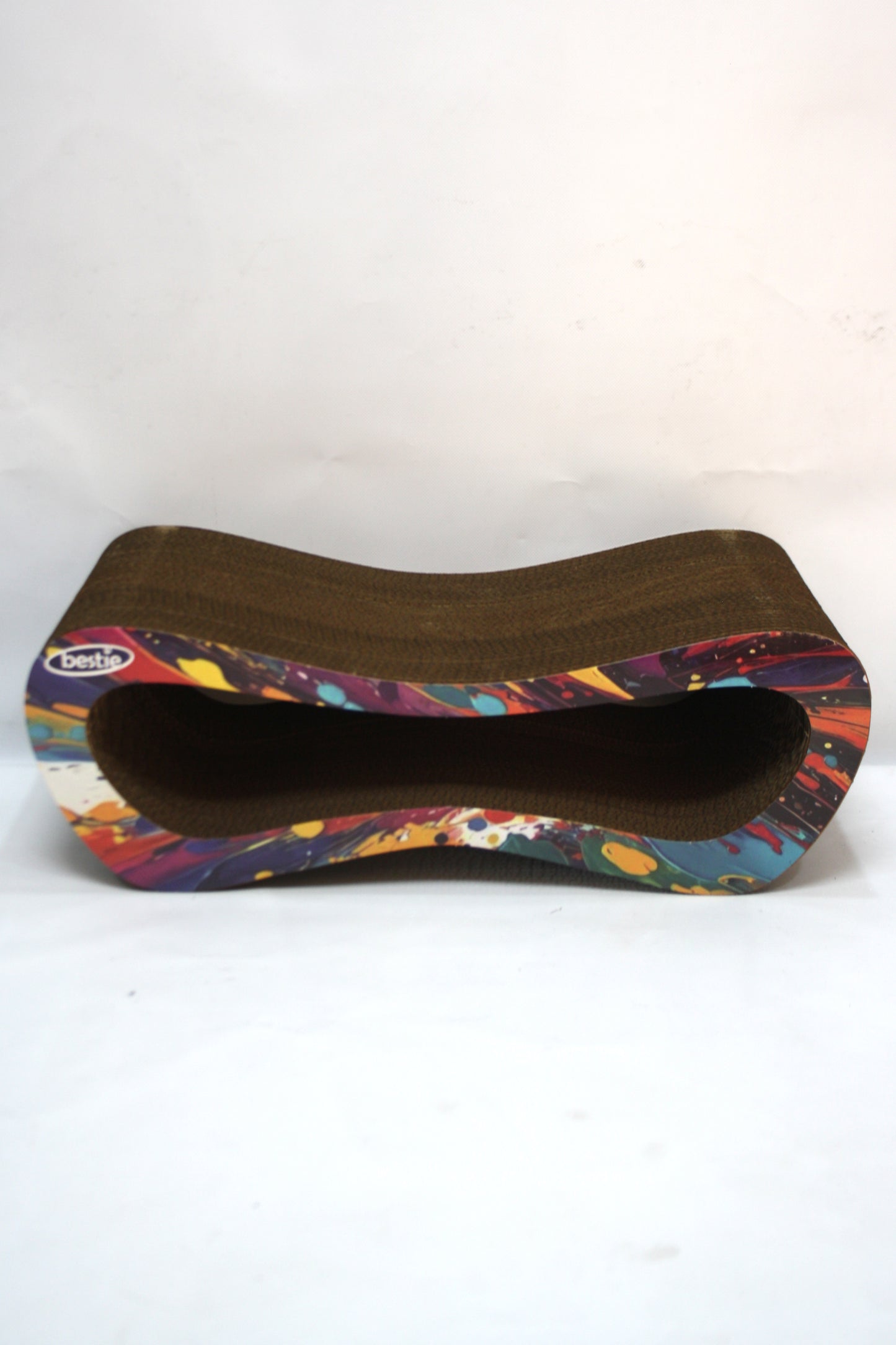Dekoratif Karton Kedi Tırmalama Kanepesi Medium (51x24x17 cm) Çok Renkli Desen