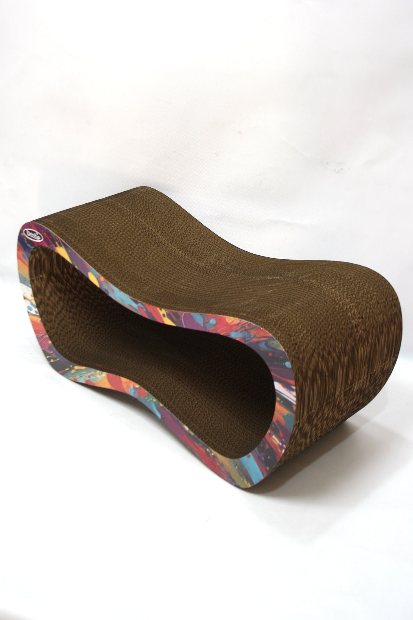 Dekoratif Karton Kedi Tırmalama Kanepesi - Large (59x24x26 cm) Çok Renkli Desen