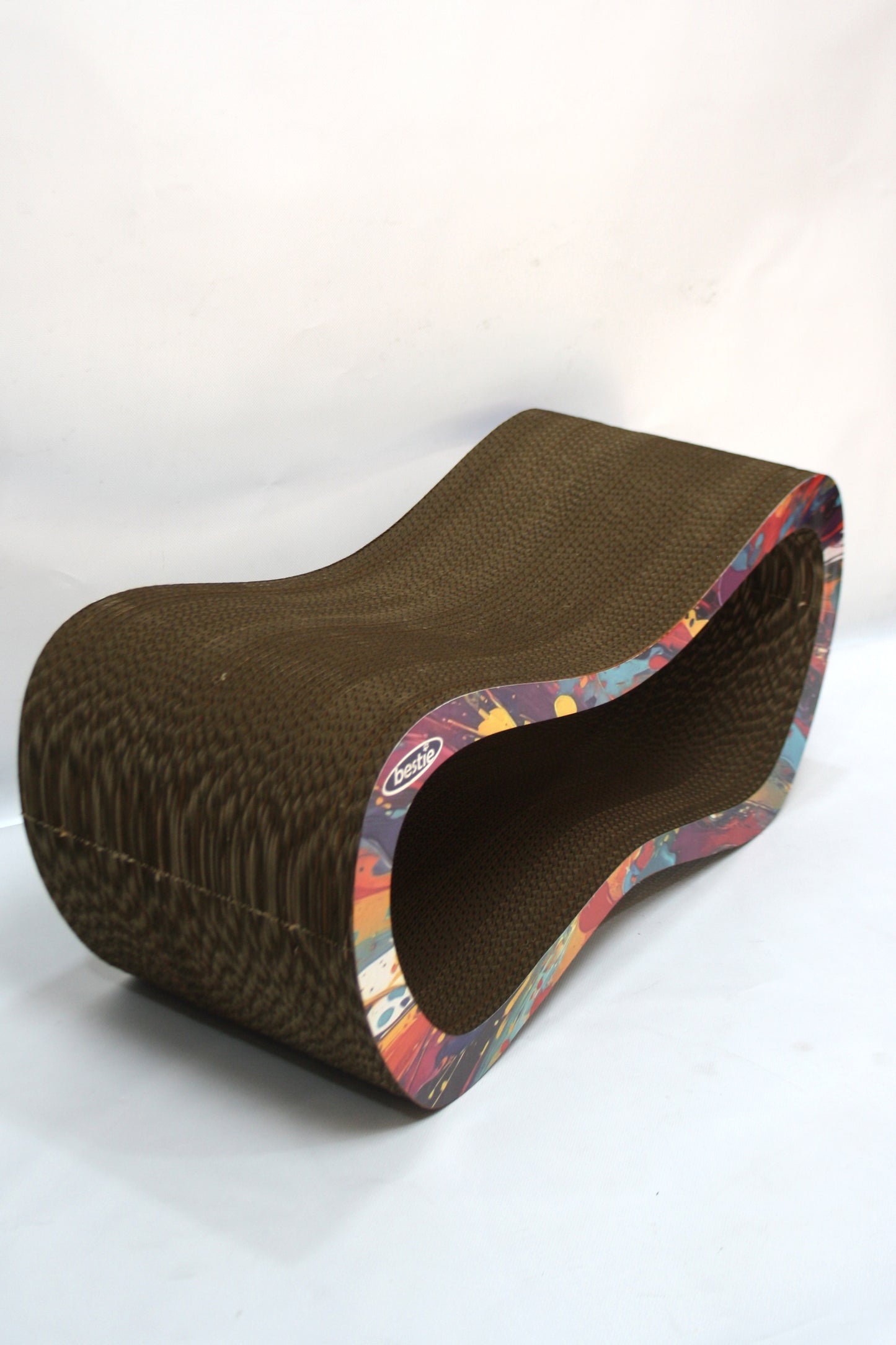 Dekoratif Karton Kedi Tırmalama Kanepesi - Large (59x24x26 cm) Çok Renkli Desen
