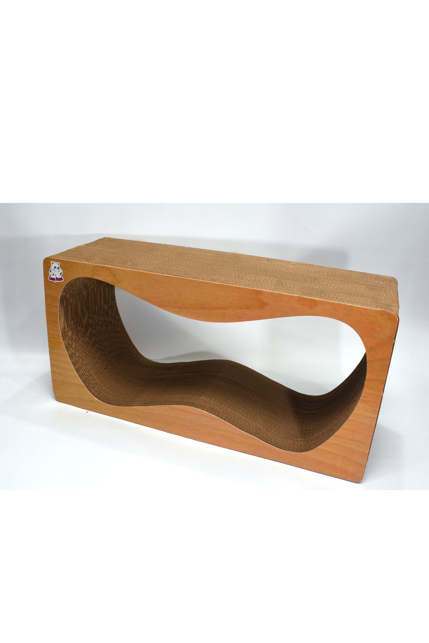 Dekoratif Karton Kedi Tırmalama Kanepesi- Xlarge (68x24x33 cm) Ahşap Desen