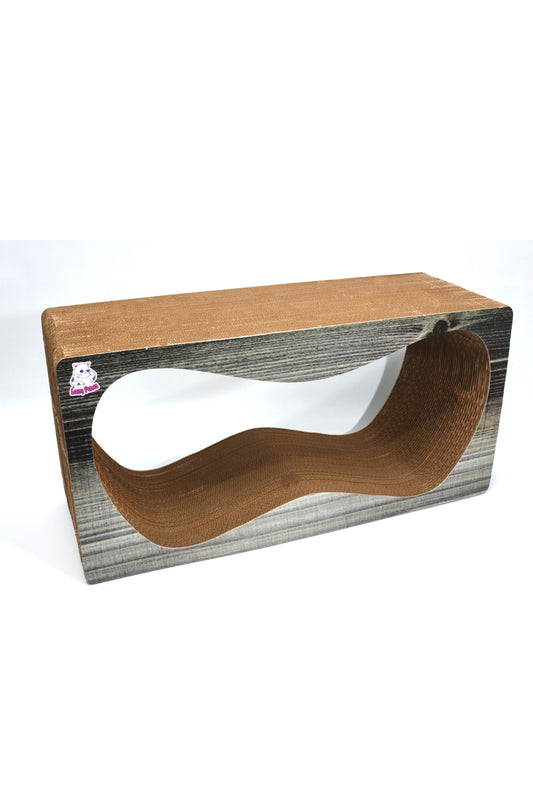 Dekoratif Karton Kedi Tırmalama Kanepesi- Xlarge (68x24x33 cm) Antrasit Desen