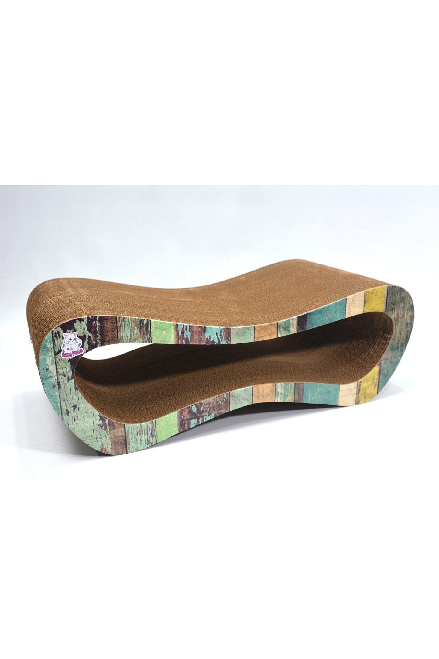 Dekoratif Karton Kedi Tırmalama Kanepesi- Medium (51x24x17 cm) Çizgili Desen