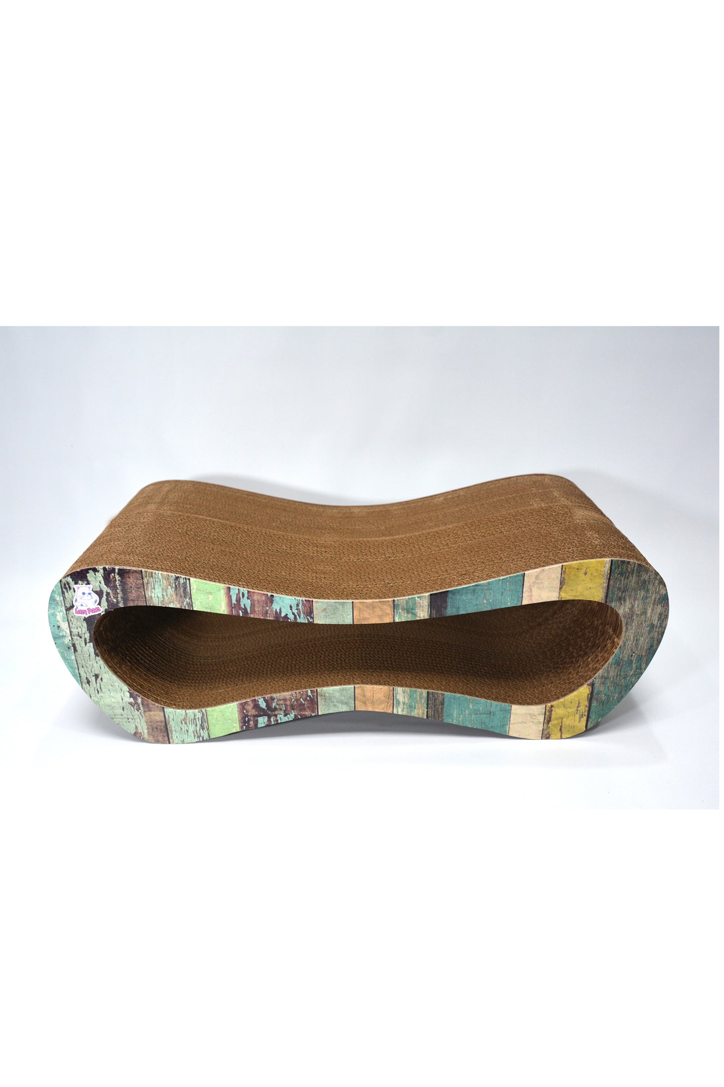 Dekoratif Karton Kedi Tırmalama Kanepesi- Medium (51x24x17 cm) Çizgili Desen