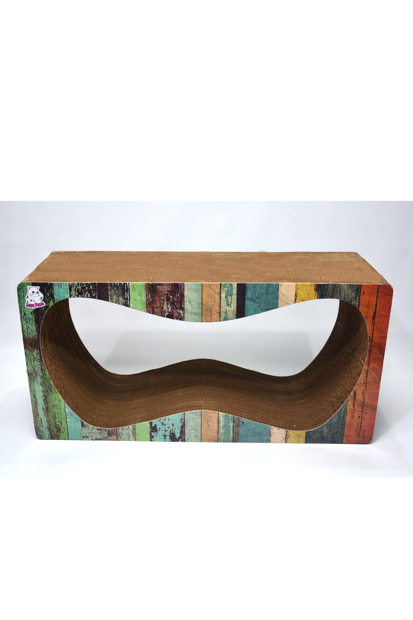 Dekoratif Karton Kedi Tırmalama Kanepesi- Xlarge (68x24x33 cm) Çizgili Desen