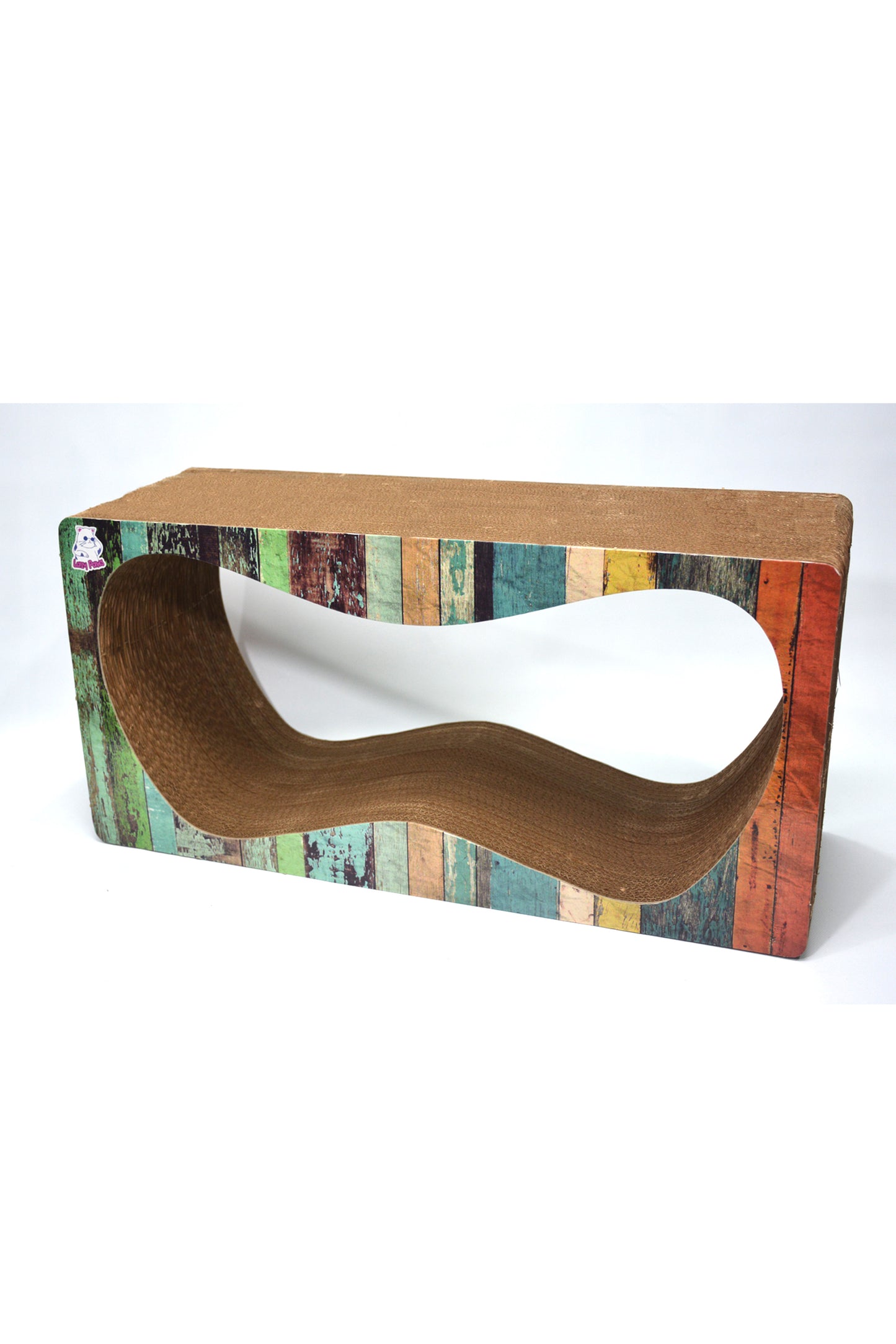 Dekoratif Karton Kedi Tırmalama Kanepesi- Xlarge (68x24x33 cm) Çizgili Desen