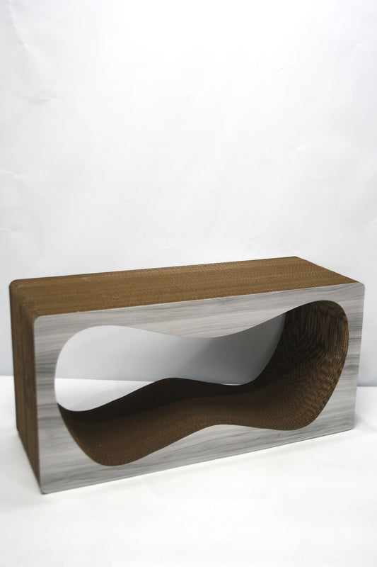 Dekoratif Karton Kedi Tırmalama Kanepesi- Xlarge (68x24x33 cm) Gri Desen