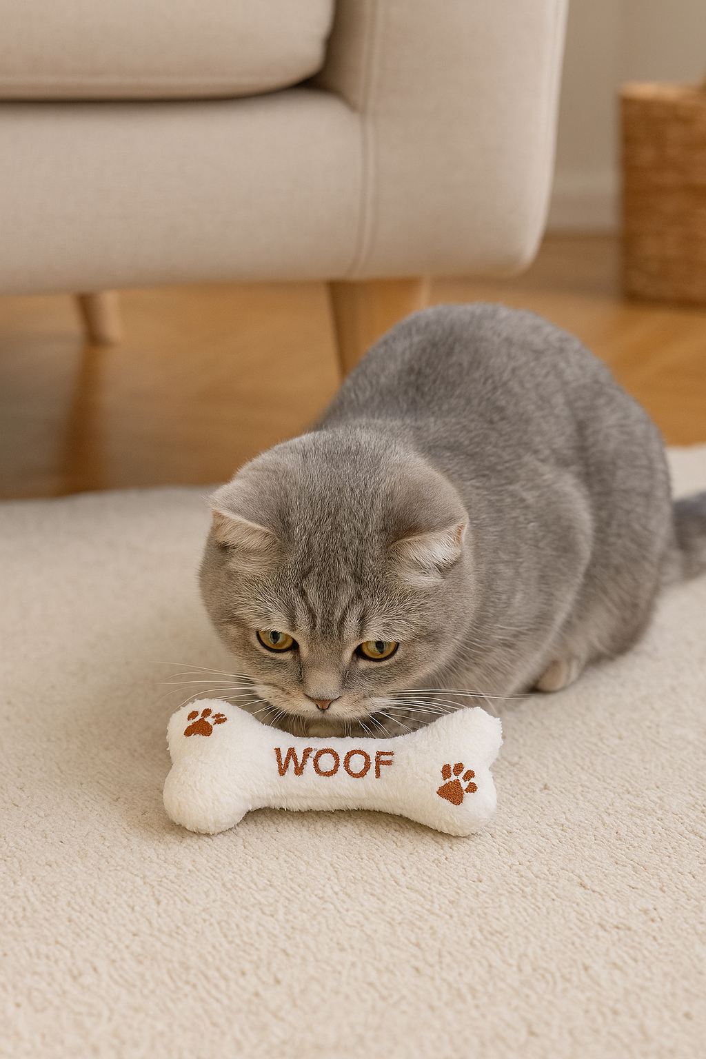 Catnipli Kedi Oyuncağı ve Zilli İnteraktif, Rahatlatıcı Oyun Arkadaşı - Peluş Kemik