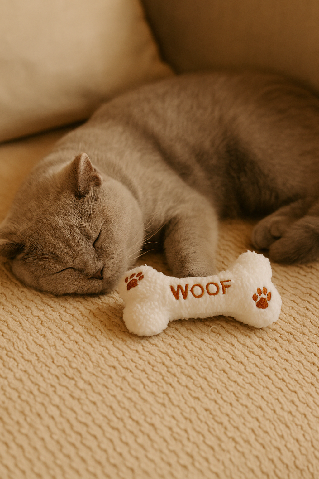Catnipli Kedi Oyuncağı ve Zilli İnteraktif, Rahatlatıcı Oyun Arkadaşı - Peluş Kemik