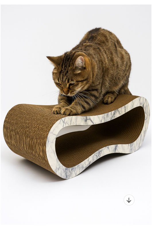 Dekoratif Karton Kedi Tırmalama Kanepesi- Large (59x24x26 cm) Mermer Desen