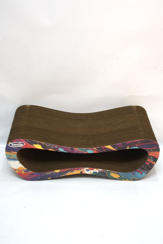 Dekoratif Karton Kedi Tırmalama Kanepesi  Medium (51x24x17 cm) Çok Renkli Desen