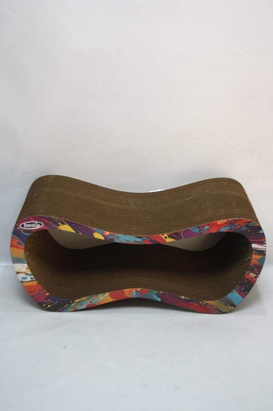 Dekoratif Karton Kedi Tırmalama Kanepesi - Large (59x24x26 cm) Çok Renkli Desen