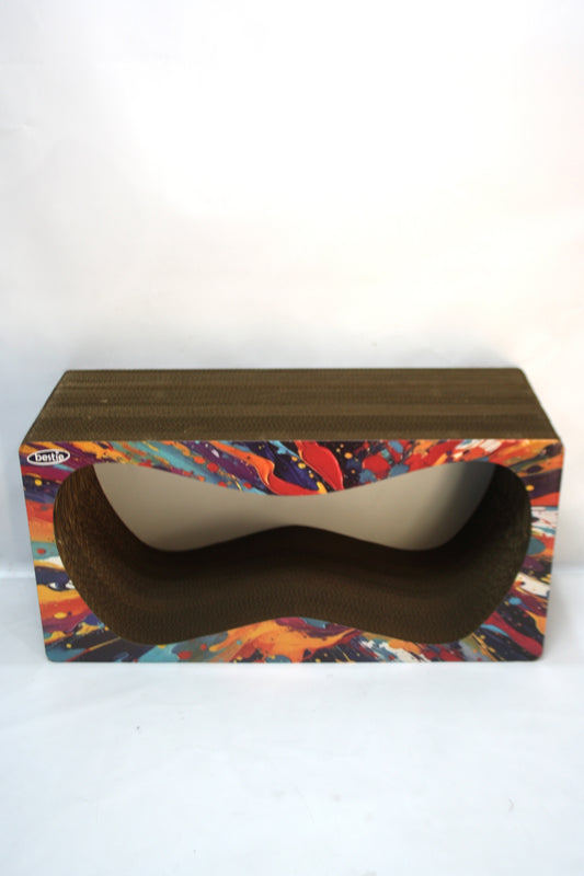 Dekoratif Karton Kedi Tırmalama Kanepesi - Xlarge (68x24x33 cm) Çok Renkli Desen