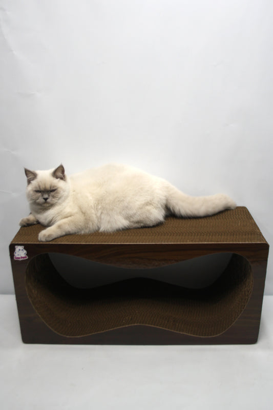 Dekoratif Karton Kedi Tırmalama Kanepesi- Xlarge (68x24x33 cm) Kahverengi