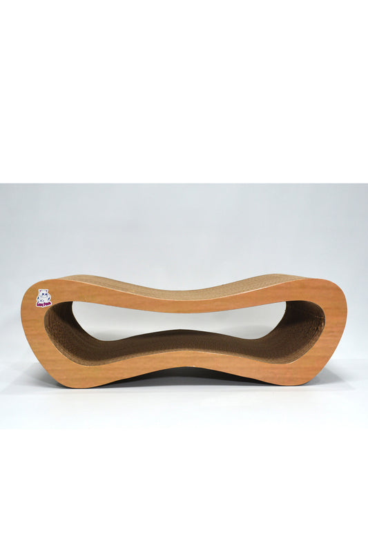 Dekoratif Karton Kedi Tırmalama Kanepesi- Medium (51x24x17 cm) Ahşap Desen