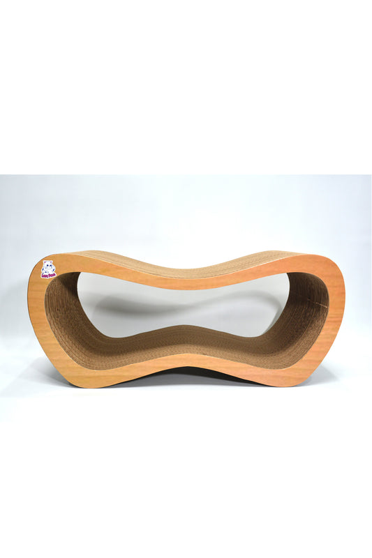 Dekoratif Karton Kedi Tırmalama Kanepesi- Large (59x24x26 cm) Ahşap Desen