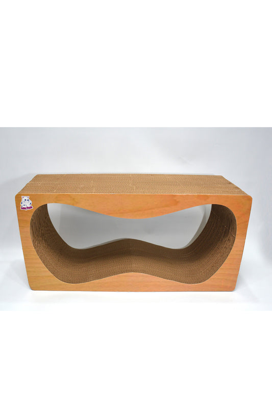Dekoratif Karton Kedi Tırmalama Kanepesi- Xlarge (68x24x33 cm) Ahşap Desen