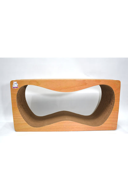 Dekoratif Karton Kedi Tırmalama Kanepesi- Xlarge (68x24x33 cm) Ahşap Desen
