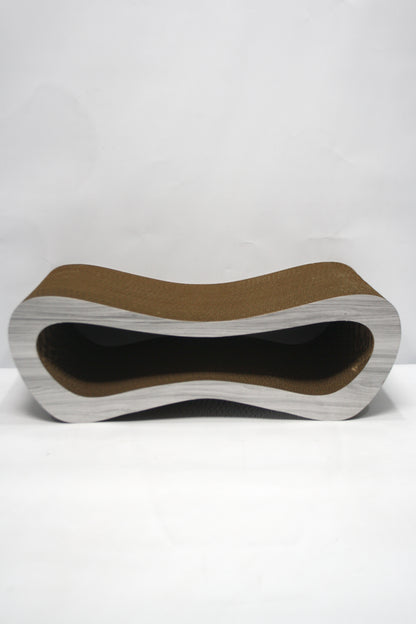Dekoratif Karton Kedi Tırmalama Kanepesi- Medium (51x24x17 cm) Gri Desen