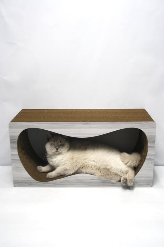 Dekoratif Karton Kedi Tırmalama Kanepesi- Xlarge (68x24x33 cm) Gri Desen
