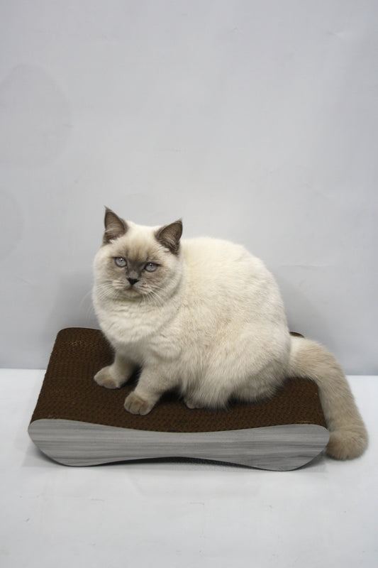 Dekoratif Karton Kedi Tırmalama Kanepesi- Small (43x24x8,5 cm) Gri Desen